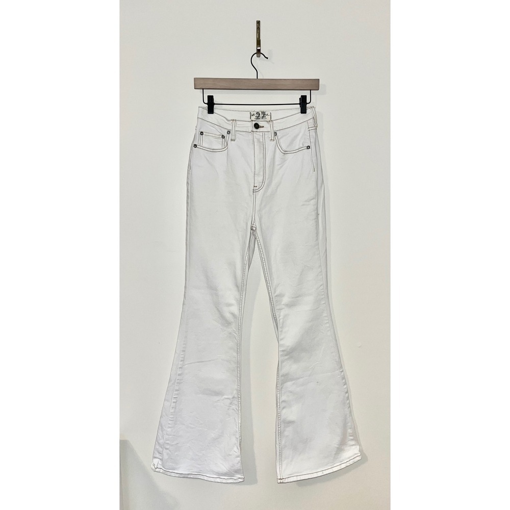 We The Free Free People FP Flare Jeans White‎ Contrast Stitch Women's | 27